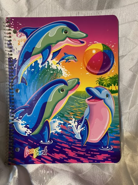 Vintage Lisa Frank Surfing Dolphins Spiral Notebook Theme Book