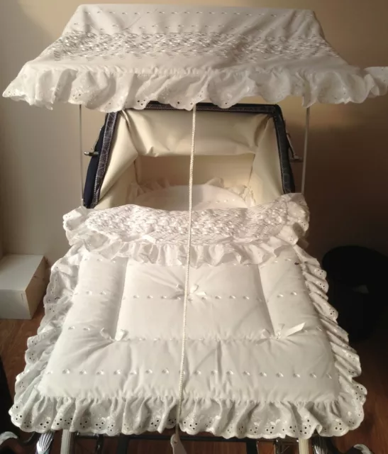 Sun Canopy and Bedding Set for Silver Cross Coach Built Pram Kensington Balmoral