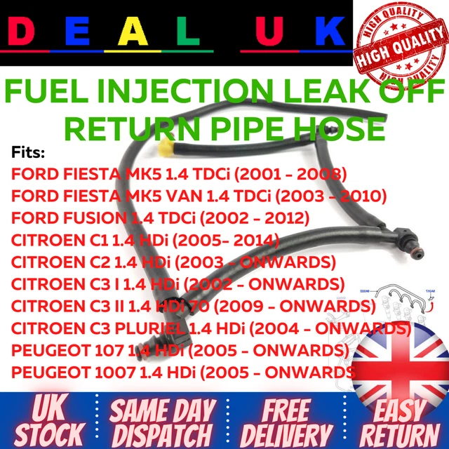 1.4 DIESEL FUEL Injector Leak Off Return Pipe Hose Ford Peugeot Citroen