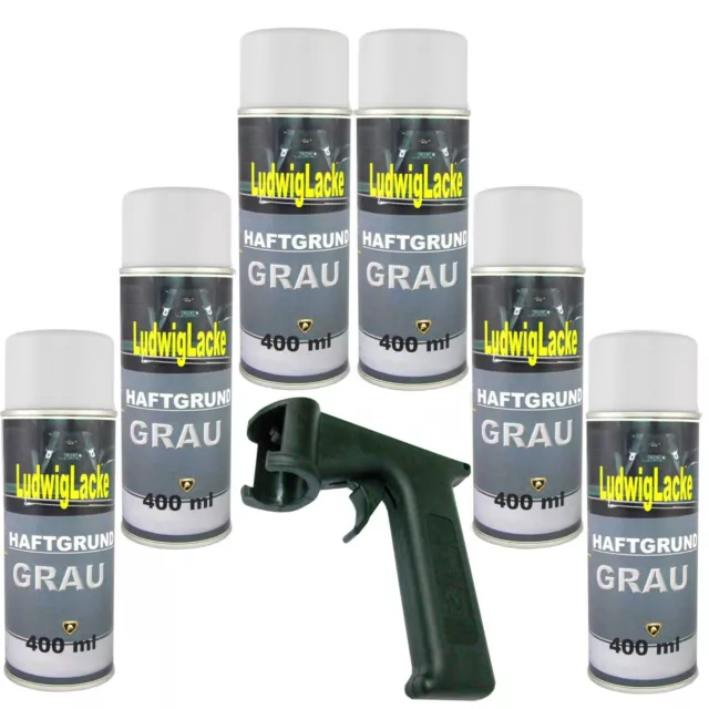 Base adesiva grigia 6 x 400 ml bombolette spray antiruggine primer e maniglia di tenuta