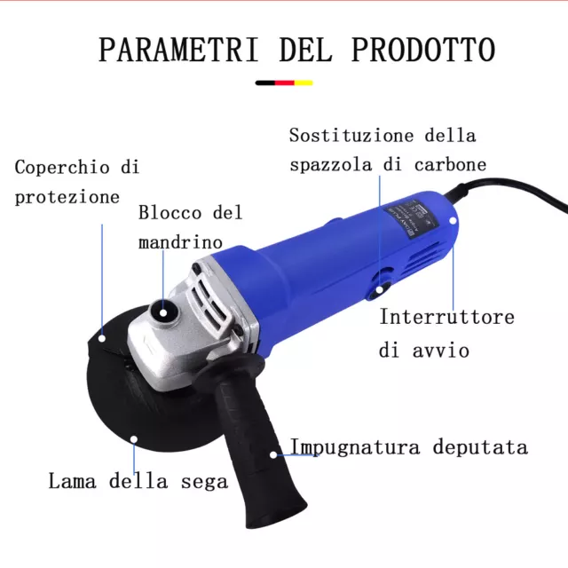 Smerigliatrice angolare elettrica 115 mm con disco da taglio Rettifica 3