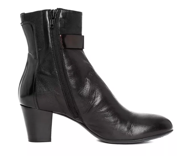 Attilio Giusti Leombruni City Leather Ankle Bootie Black Women Size 37.5 5893 * 3