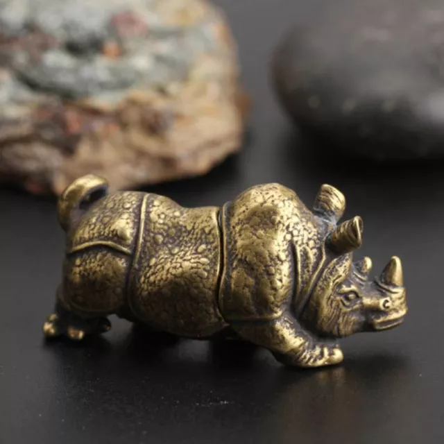 Home Decoration Rhino Ornaments Brass Crafts Animal Figurines Desktop Ornaments