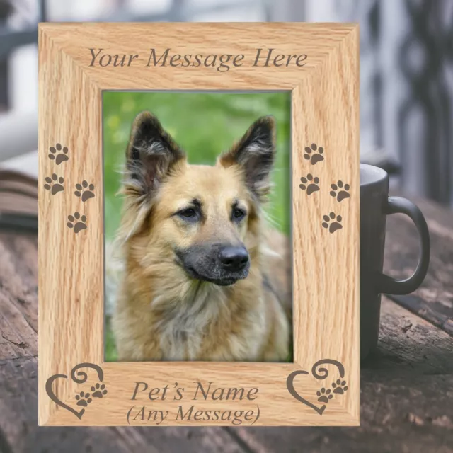 Personalised Engraved Wooden Pet Dog Puppy Photo Frame Keepsake Memorial Gift