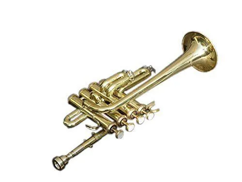 Trompette Enfants Instruments à Vent de Musique ABS Trompette en Or  Métallique avec 4 Touches de Couleur