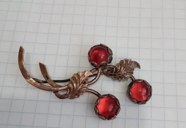 Antique brooch ruby ​​stone Gilt Silver 875 test. the USSR Women's Jewelry