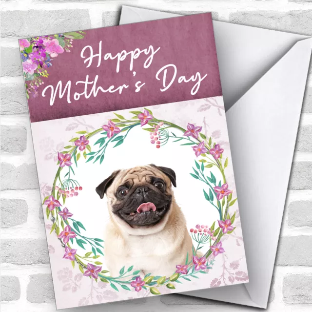 Tarjeta personalizada del Día de la Madre para animales tradicionales de Pug