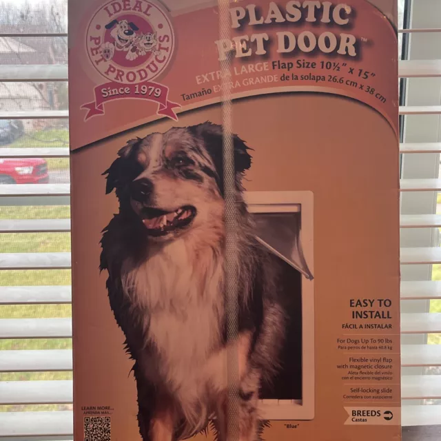 Ideal Pet Products Extra-Large Plastic Pet Door White Frame XL Up To 90lbs NEW