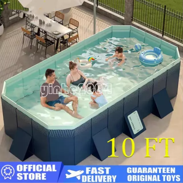 10 FT Above Ground Outdoor Swimming Pool Foldable Large Rectangular Adult Kiddie