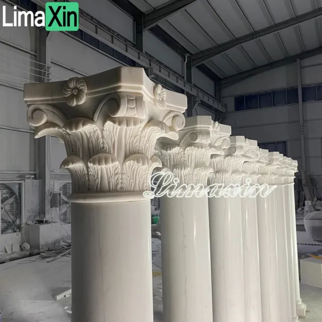 Natural architectural Roman Corinthian white Marble Column Pillar Pedestals 3