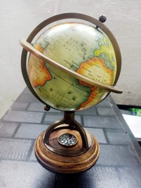 Globe Terrestre Vintage En Laiton - Diamètre 2 Pouces (5 Cm) - Sphère Rotative - Décoration Bureau Cadeau