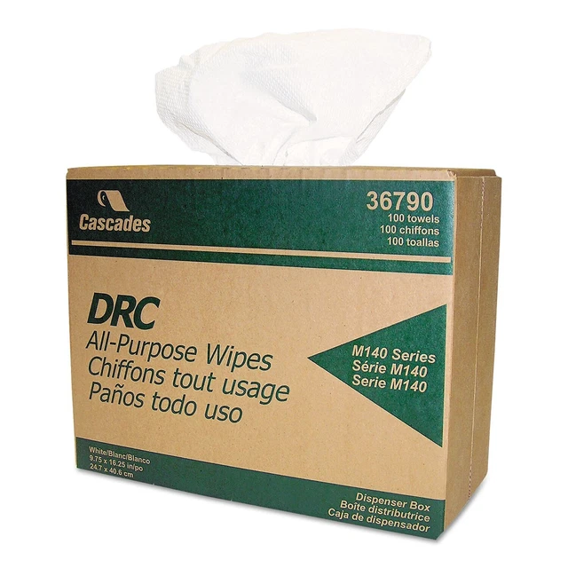 Cascades Double Recrepe Wipers 9 3/4 X 16 1/2 White 100/box 8 Box/carton W430