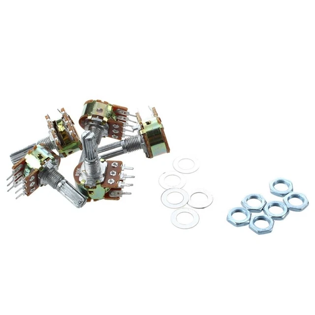 5 Pcs B50K 50K ohm 6 Pins Split Shaft Rotary Linear Dual Taper Potentiometeie