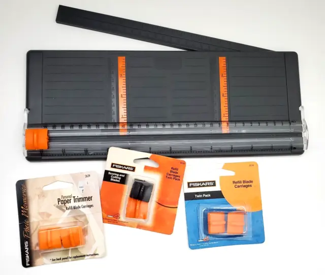 Fiskars Portable Paper Trimmer 12 inch with 6 Refill Blade Carriage Scrapbooking