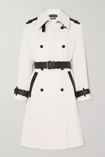 New Women's White Leather Long Trench Coat Real Soft Lambskin Stylish Overcoat