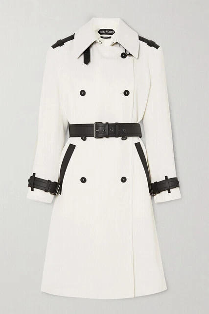 New Women's White Leather Long Trench Coat Real Soft Lambskin Stylish Overcoat