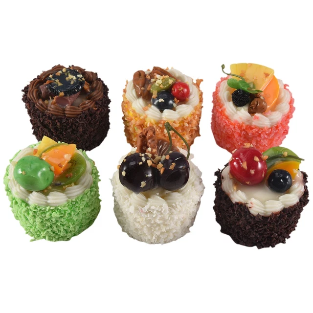 RXMORI 6 Pezzi Mini Torta Simulazione Artificiale Realistica, Fetta di Torta Finta Modello Alimentare, Torta Finta in PU per Decorazione, Pasticcini Simulati Torta Artificiale Dessert per Centrotavola