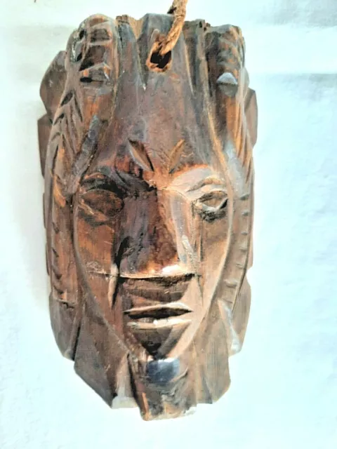 Hand carved Wooden Serpent Mask Art Peru South America Tribal Primitive 6" x 4"