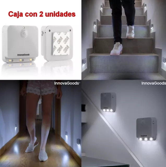 Caja con 2 Unidades Luz LED con Sensor de Movimiento,con adhesivo 3M,alcance 5 m