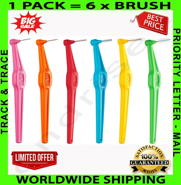 TEPE ANGLE INTERDENTAL Brushes in Various Colours and Sizes Pack of 6