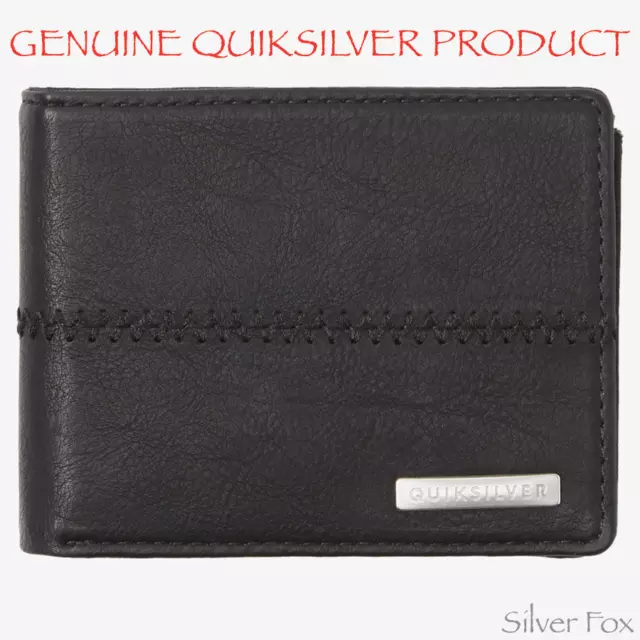 Quiksilver Stitchy 3 Tri Fold Black Mens Wallet Brand New With Tags