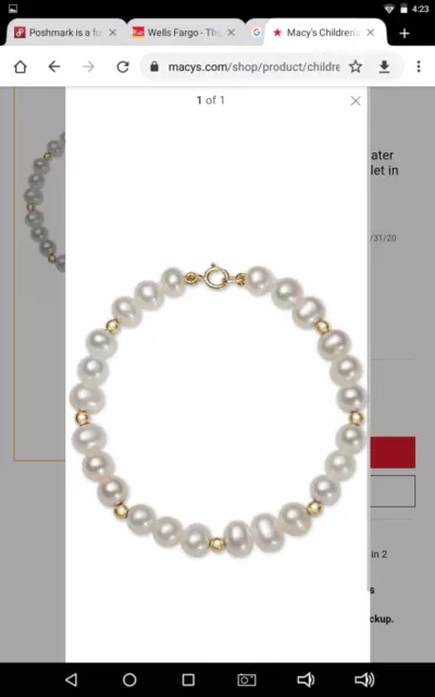 Children's cultured fresh water pearls (5mm) + bead bracelet in 14 k gold