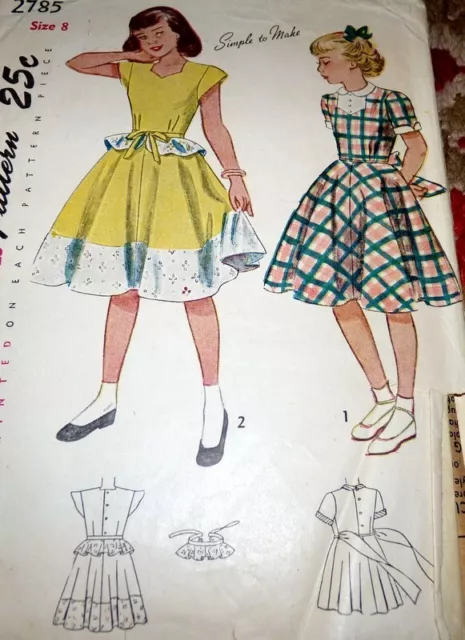 *LOVELY VTG 1940s GIRLS DRESS Sewing Pattern 8