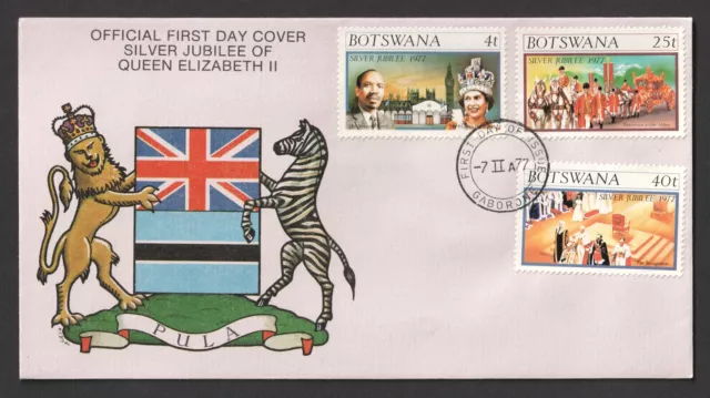 1977 Botswana Queen Elizabeth Silver Jubilee FDC. First Day Cover