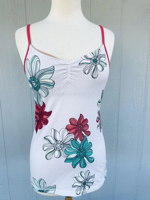 Lululemon  Sz 8 Top Builtin V Neck Multicolor Floral EUC