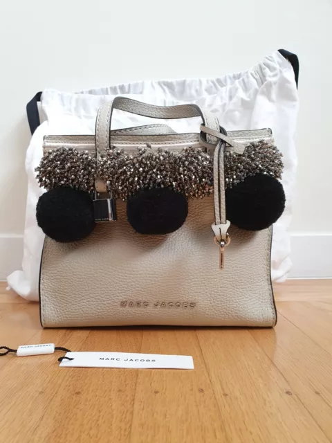 Marc Jacobs Beads and Pom Poms Mini Grind Natural Leather Cross Body Bag