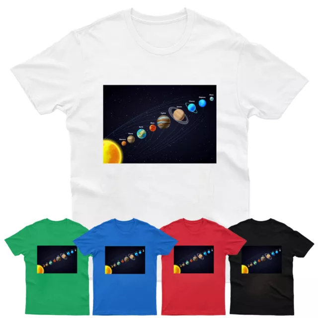 Space Planets T Shirt Astronaut Solar System Mens Kids Boys Top Tee Funny Gift
