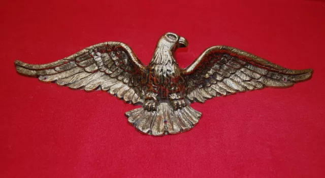 VINTAGE Cast Iron PATRIOTIC EAGLE WALL HANGER with Antique Brass/Gold Finish