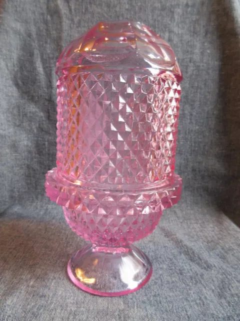 Viking Fairy Lamp Thistle Pink Vintage Diamond Point Viking Fairy Lamp Thistle Pink Vintage Diamond Point