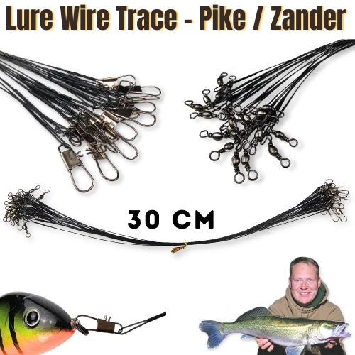 Predator Fishing Wire Traces – 10-30cm Lengths – Pike, Zander, Sea, Eels – 5/10/20 Packs