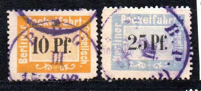 Deutschland/Privatpost, Berlin-Packetfahrtges., 10 u. 25 Pfg., MiNr3 und 4, blau