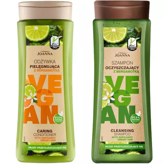 JOANNA Vegan Cleansing Shampoo/Conditioner with Bergamot for Greasy Hair *CHOOSE