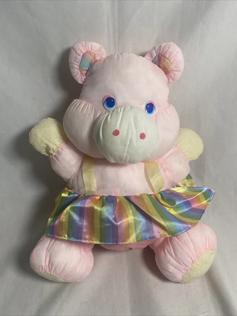 Puffalump Pink Rainbow Baby Bear Hippo Stuffed Stuffy Vintage 1980s Plush Rare