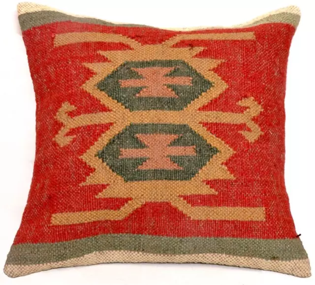 Housse de coussin en Jute naturelle, 18 pouces, taie d'oreiller Kilim faite...