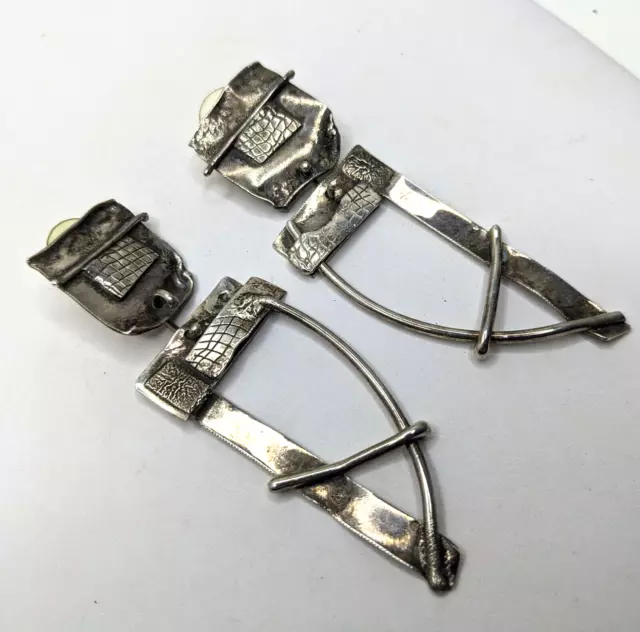 Sue Brown Gordon Sterling Silver 925 Brutalist Abstract Dangle Earrings