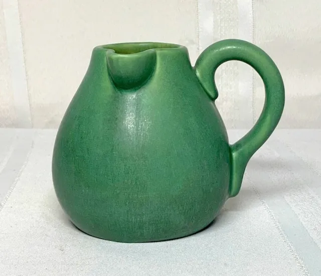 Hampshire Pottery, Cucumber Matte Green, Handled Side Pour Pitcher, Nice Glaze~~
