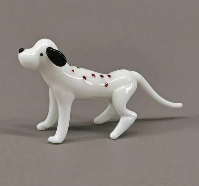 9912025 Mini Vetro Figura Dalmata Cane Fatto a Mano 4x6cm