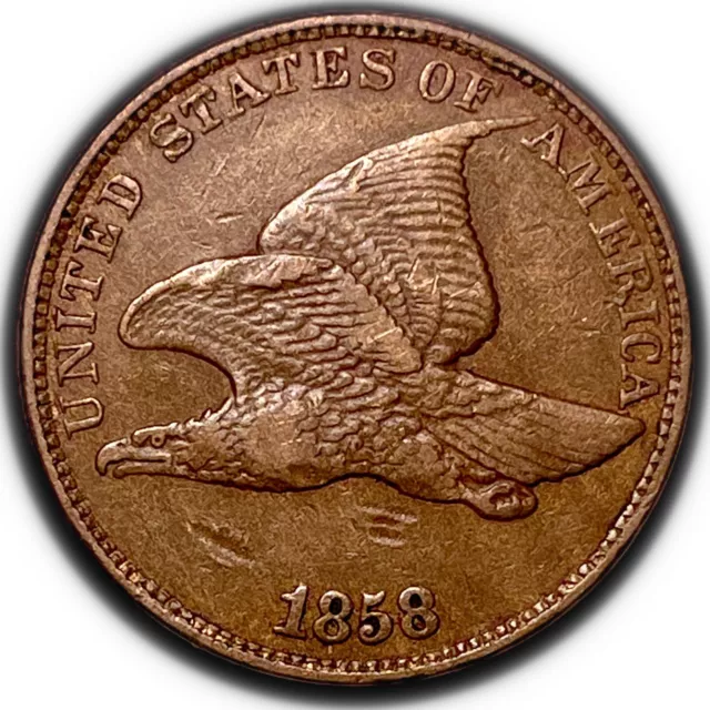 Borderline AU 1858 LL Large Letters Flying Eagle Cent - Great Type Coin!
