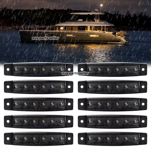 10 Pcs Marine Boat LED Deck Courtesy Lights Waterproof Amber Stern Transom Light