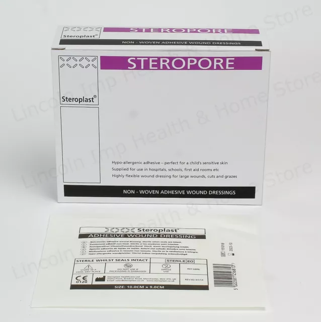 Steropore Adhesive Wound Dressing. Large First Aid Sterile Plaster 10 x9cm Qty 5