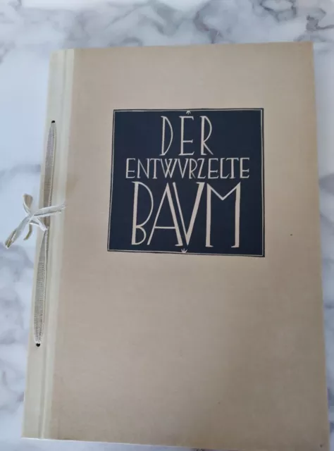 Buch "Der entwurzelte Baum" von 1926 in Holz geschnitten Büttenpapier