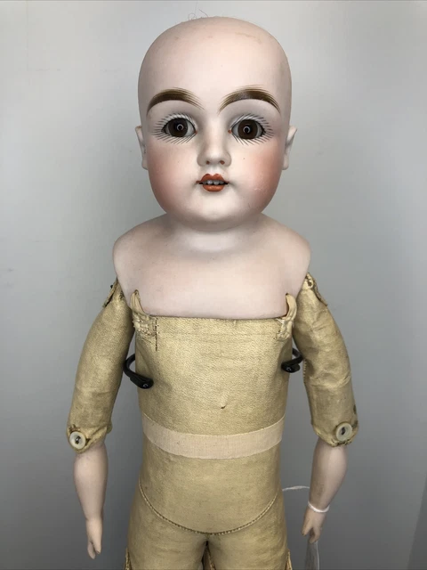 20” Antique German Kestner DEP 7 Bisque Doll Oil cloth Body Brown glass eyes #L