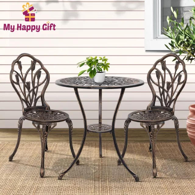 Gardeon 3 Piece Outdoor Setting Chairs Table Bistro Set Patio Cast Aluminum