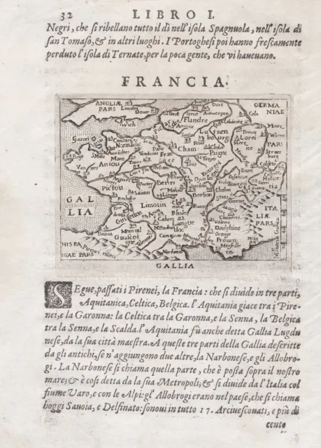 Gallien Gallia Gaule France Frankreich carte map Karte Ortelius engraving 1599