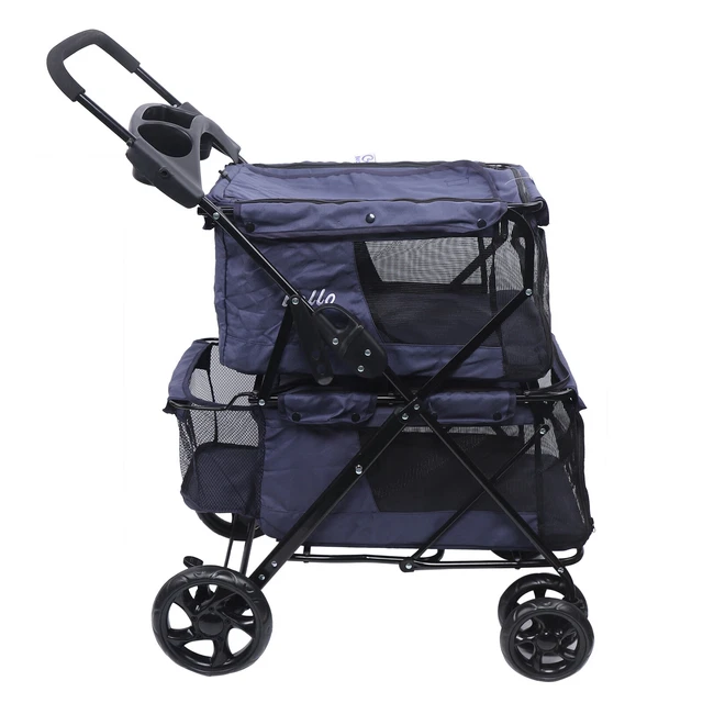 Carrito de perro carrito de perro colgante para perro bolsa para perro 2 capas plegable colores azul