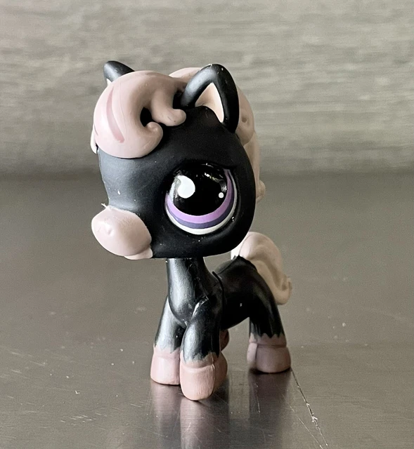 Littlest Pet Shop LPS #523 Black Pony Horse Purple White Eyes Magnet Authentic